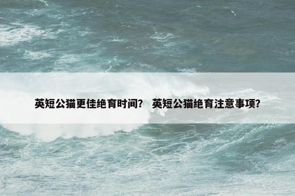 英短公猫更佳绝育时间？ 英短公猫绝育注意事项？
