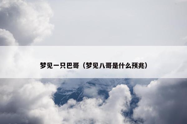 梦见一只巴哥（梦见八哥是什么预兆）