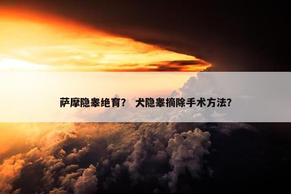 萨摩隐睾绝育？ 犬隐睾摘除手术方法？