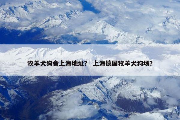 牧羊犬狗舍上海地址？ 上海德国牧羊犬狗场？