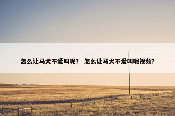 怎么让马犬不爱叫呢？ 怎么让马犬不爱叫呢视频？