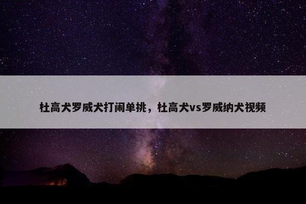 杜高犬罗威犬打闹单挑，杜高犬vs罗威纳犬视频