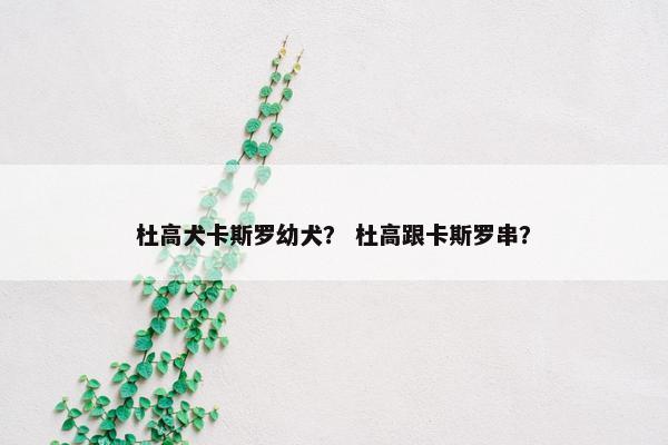 杜高犬卡斯罗幼犬？ 杜高跟卡斯罗串？