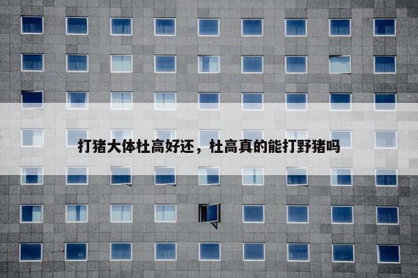 打猪大体杜高好还,杜高真的能打野猪吗