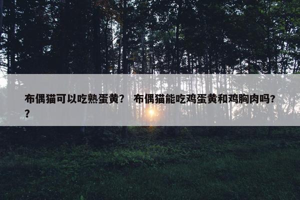 布偶猫可以吃熟蛋黄？ 布偶猫能吃鸡蛋黄和鸡胸肉吗?？