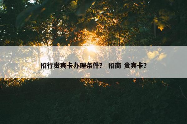 招行贵宾卡办理条件？ 招商 贵宾卡？