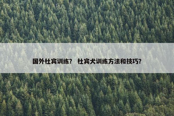 国外杜宾训练？ 杜宾犬训练方法和技巧？
