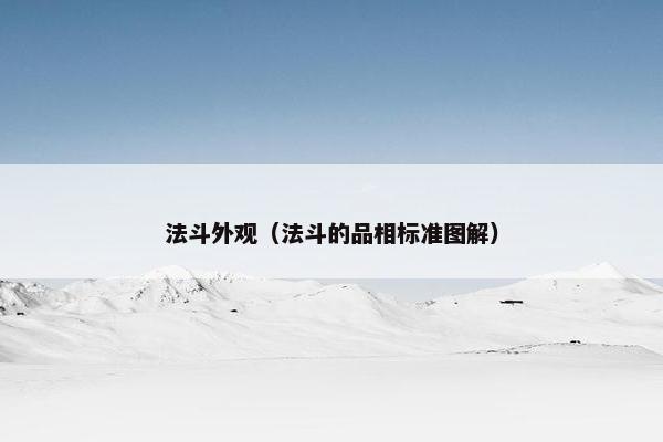 法斗外观（法斗的品相标准图解）