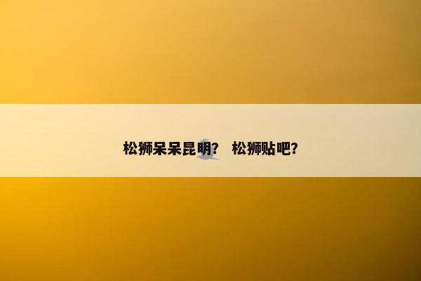 松狮呆呆昆明？ 松狮贴吧？