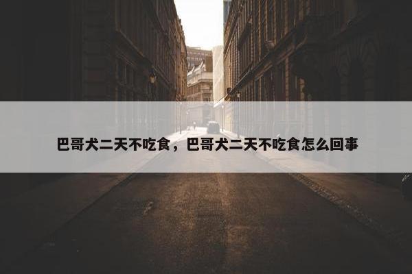 巴哥犬二天不吃食，巴哥犬二天不吃食怎么回事