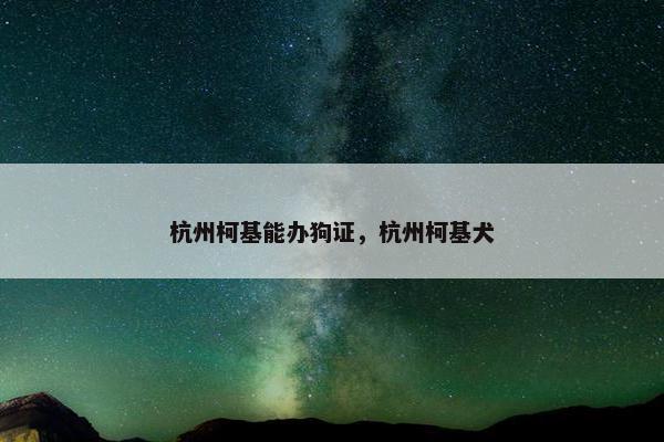 杭州柯基能办狗证，杭州柯基犬