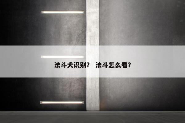 法斗犬识别？ 法斗怎么看？