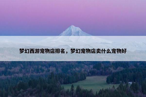 梦幻西游宠物店排名，梦幻宠物店卖什么宠物好