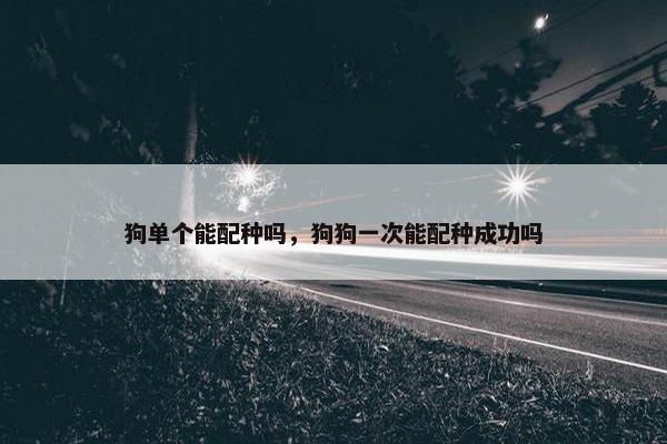 狗单个能配种吗，狗狗一次能配种成功吗