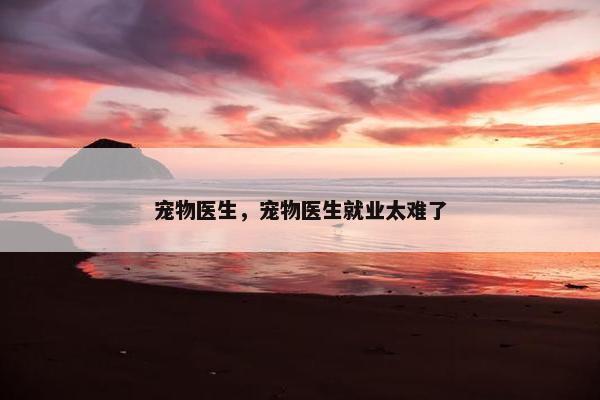 宠物医生,宠物医生就业太难了